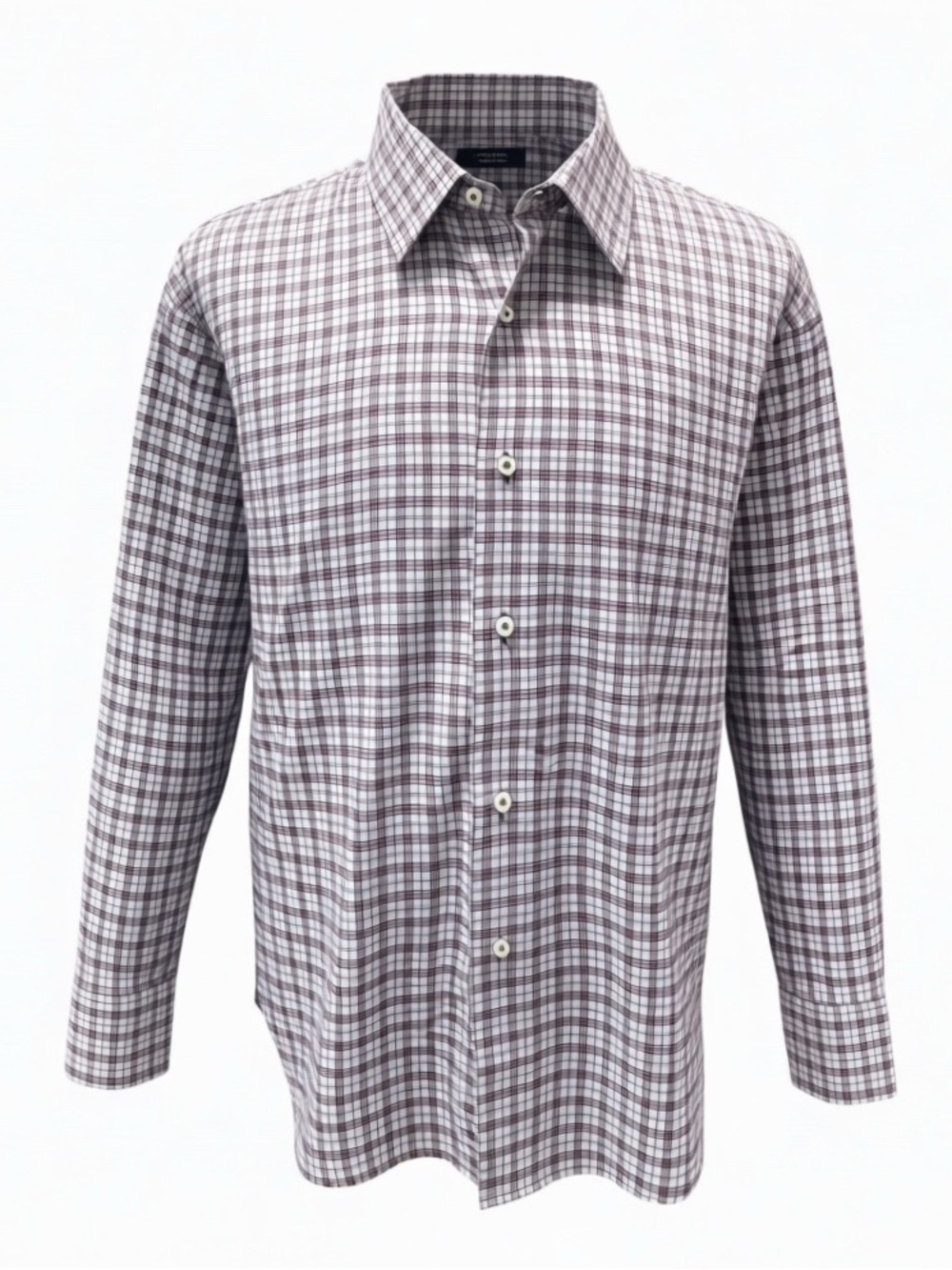 Tom James Men’s Button-Down Shirt. Purple, Gray, Black, White. 17” Neck